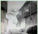 鋼筆畫金獎作品《山寨黎明》欣賞